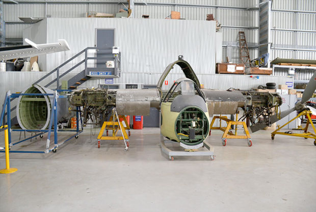 DAP Bristol Beaufighter center section and restored cockpit rebuild commences at HARS