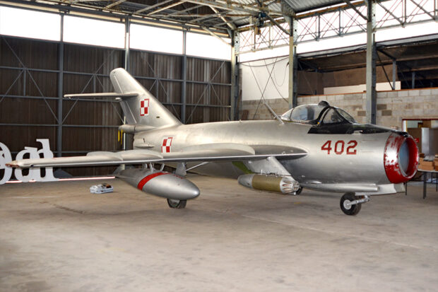 Lim-6M MiG-17 Polish built -serial code 102 on display in the DAP Beaufort A9-141 restoration hangar-Caboolture Qld