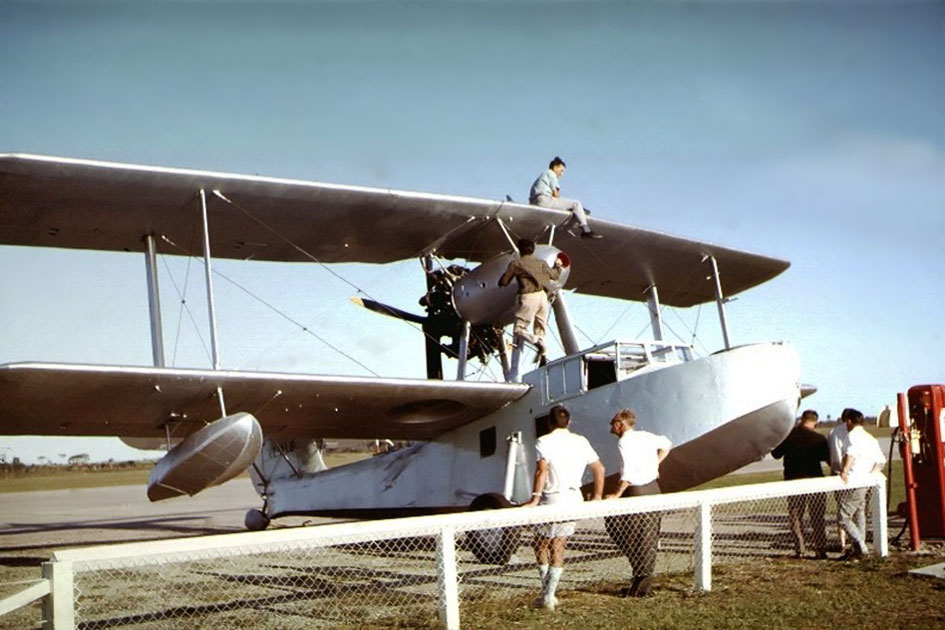 Supermarine Seagull V A2-4 VH ALB Hockey Treloar at Coffs Harbour 1965 - Photo BILL BRAY