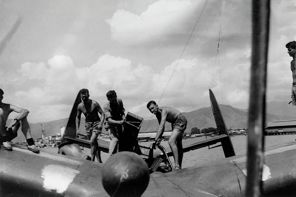 RAAF PB2Y Martin Mariners of RAAF 43 Sqn undergoing work at Townsville Qld
