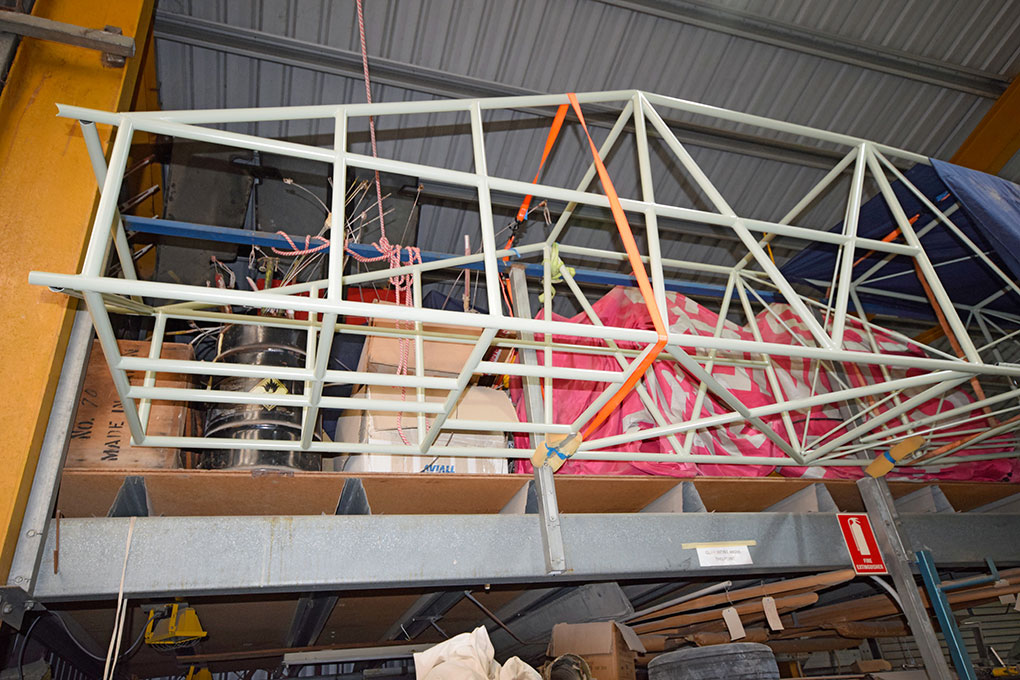 Bristol F2.B Fighter replica B1223 fuselage shot blasted at Luskintyre prior to work commencing - 2021