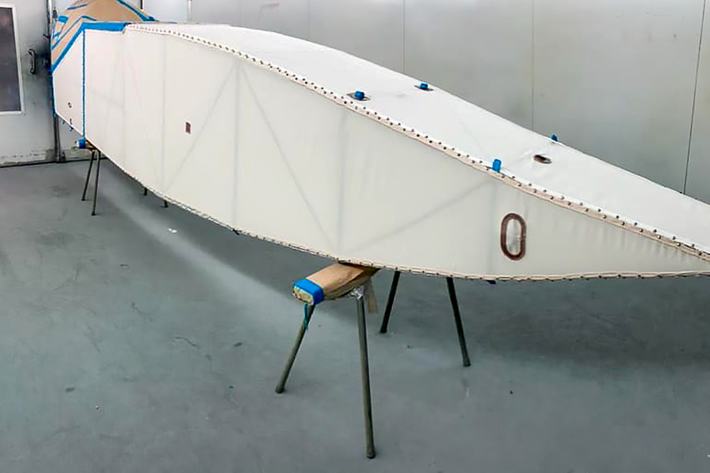 Bristol F2.B Fighter replica B1223 with fuselage fabric completed at Luskintyre Aircraft Restoration