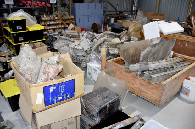 BS164 Ex RAAF A58 63 components under examination prior to restoration work at VFR Scone NSW