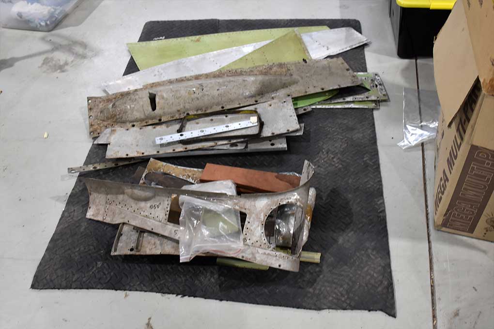 Supermarine Spitfire components during sorting process prior to restoration-July 2022 at VFR Scone NSW