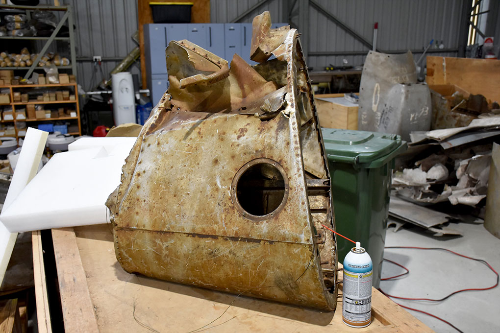 Supermarine Spitfire rear fuselage section awaiting restoration at VFR Scone NSW